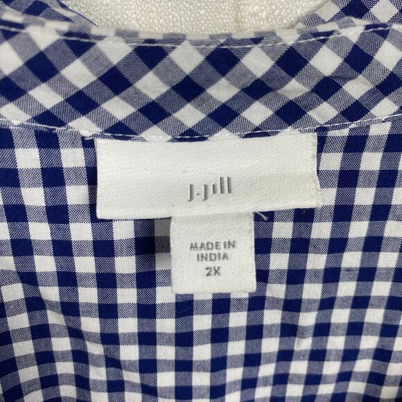 J.Jill Blue Plaid Popover Blouse Sz.2X - Picture 6 of 14
